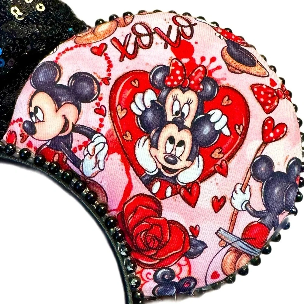 Disney Inspired Handmade Sequin Bow Mickey & Minnie Mouse Ears - NWOT
